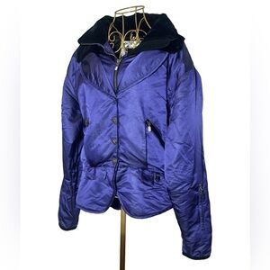 Nils Skiwear Purple Ski Jacket, Black Velvet Collar, Zip, Snaps & Pockets L (12)